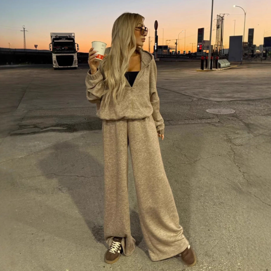 Women's Elastic Pants Two-Piece Set