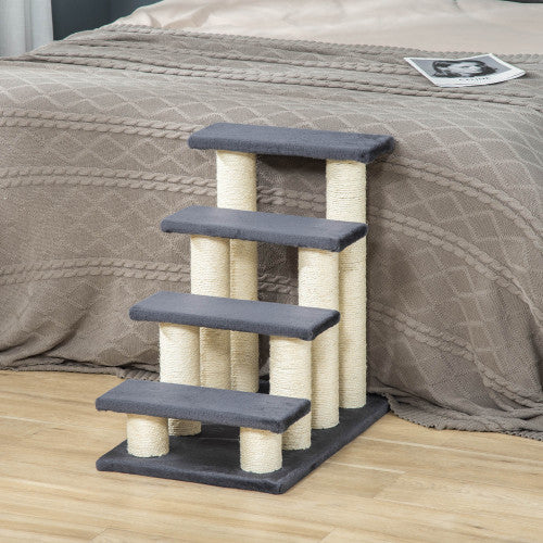 4-Step Pet Stairs with Scratching Post