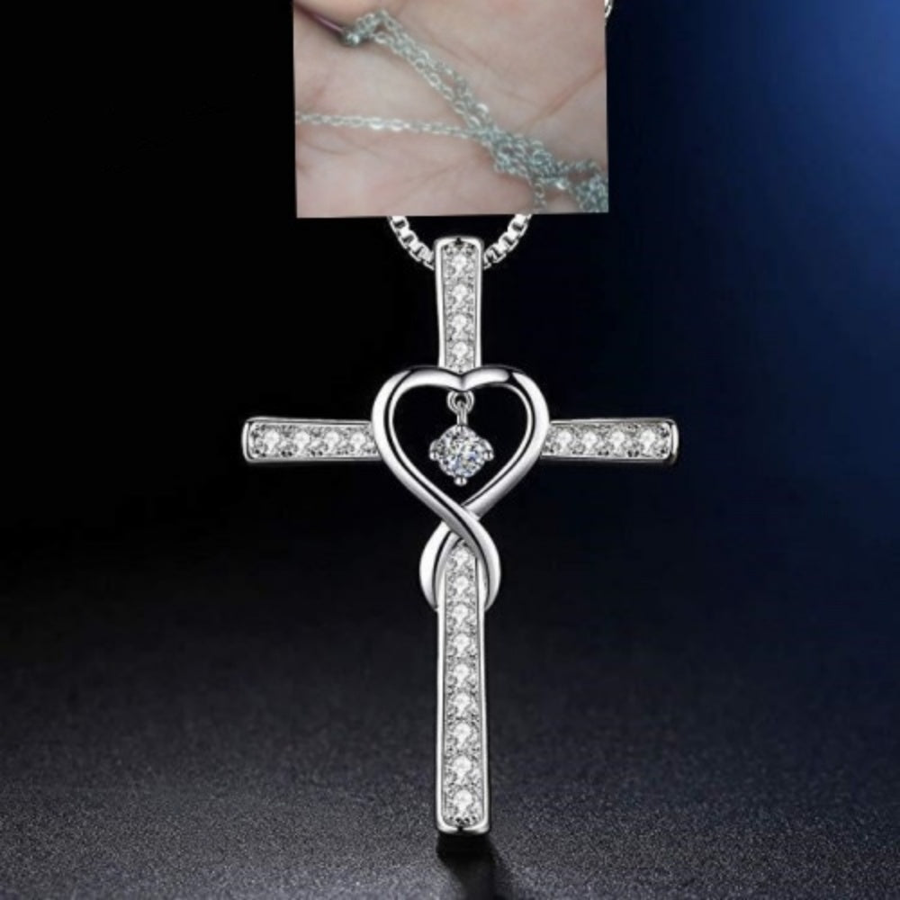 Birthstone Cross Heart Necklace