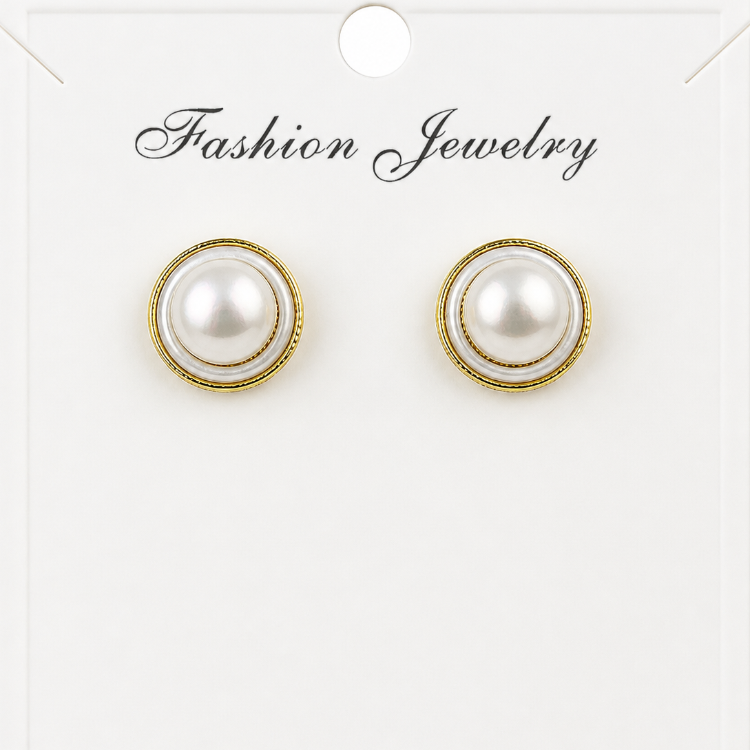 Vintage Pearl Button Earrings