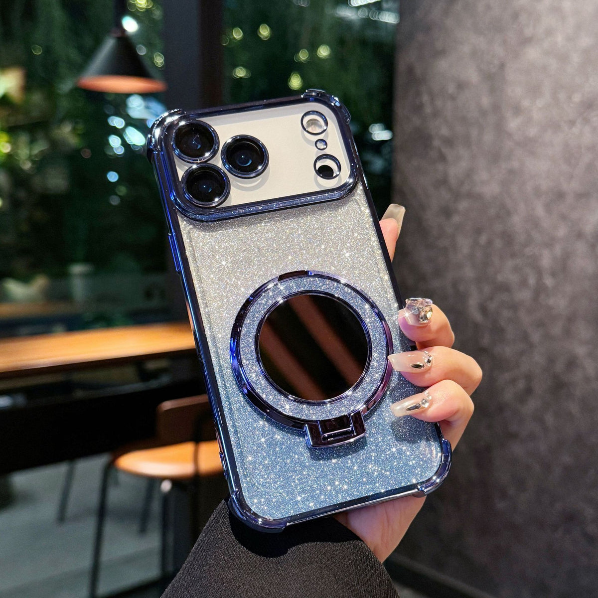 Glitter Mirror Magnetic Stand Case for iPhone 17