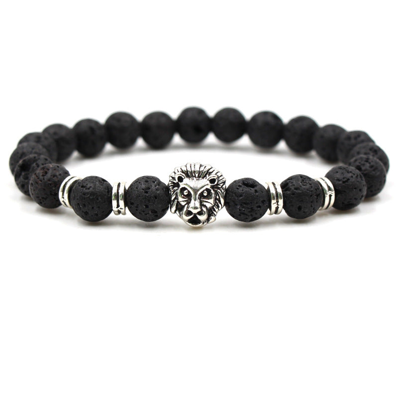 Carved Lion Head Bead Bracelet