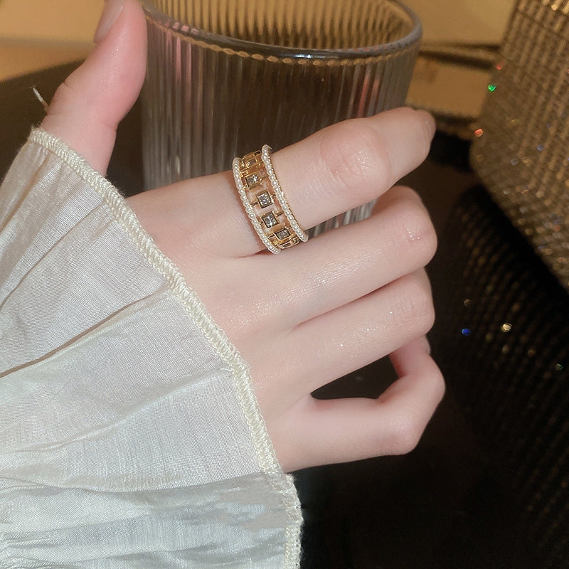 Pearl & Zircon Open Ring