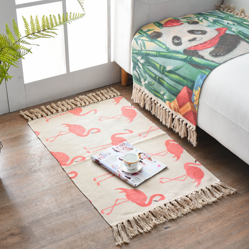 Woven Cotton & Linen Accent Rug