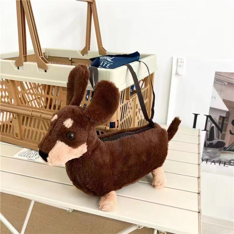 Sausage Dog Plush Crossbody Bag