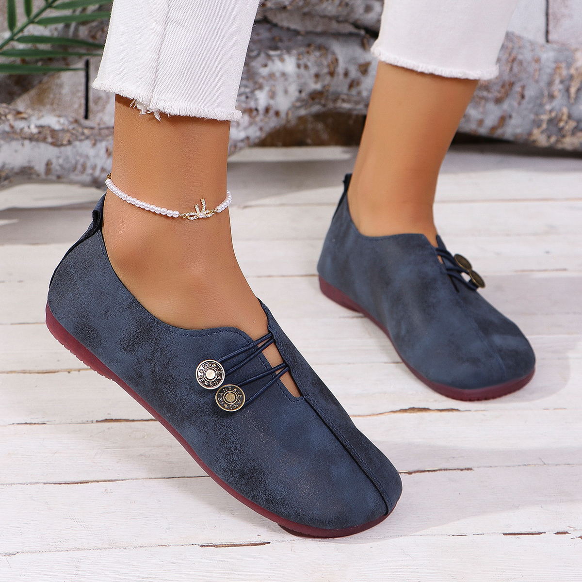 Square-Toe Slip-On Flat Sandals