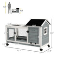 Wooden Rabbit Hutch with Wheels