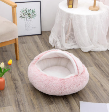 2-in-1 Plush Pet Bed & Cave