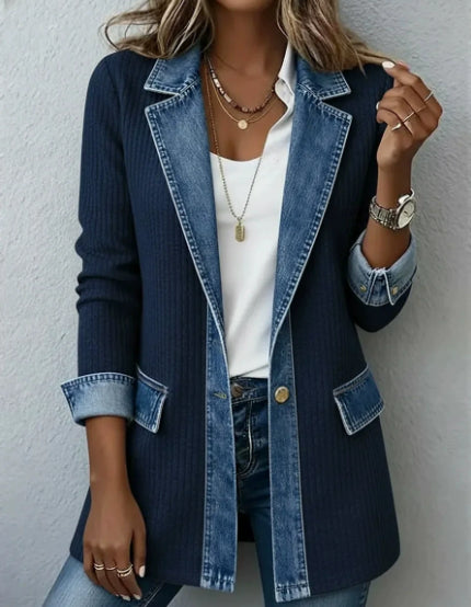 Denim-Trim Patchwork Jacket