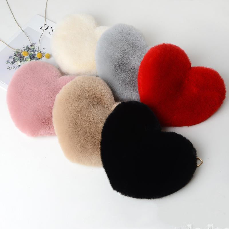 Plush Heart Chain Shoulder Bag