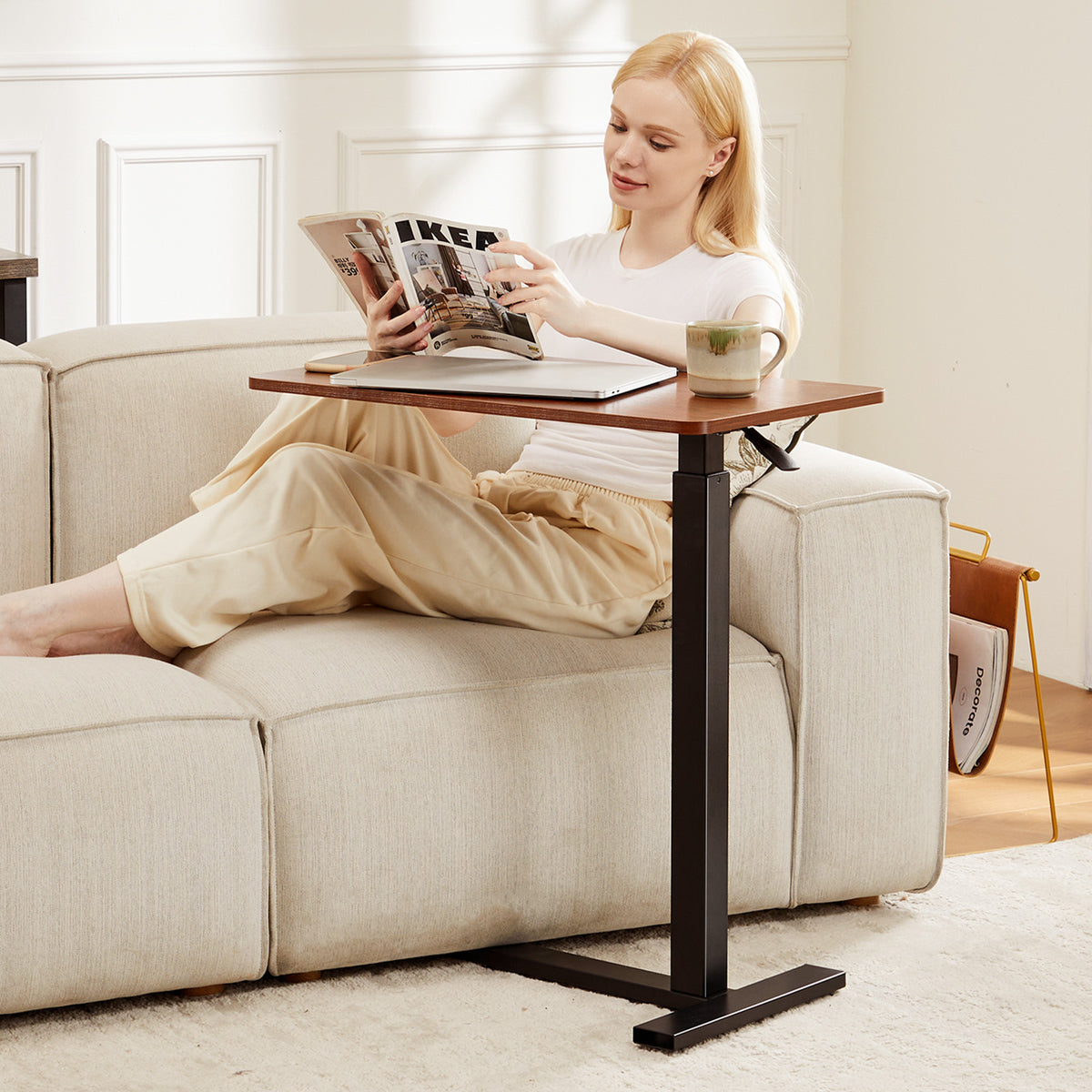 Rolling Height-Adjustable Laptop Table