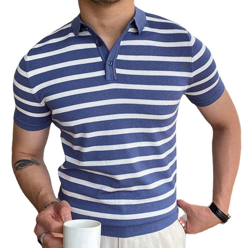 Men's Striped Business Polo