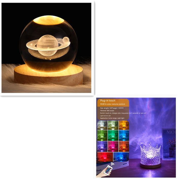 Rotating Water Ripple Night Light