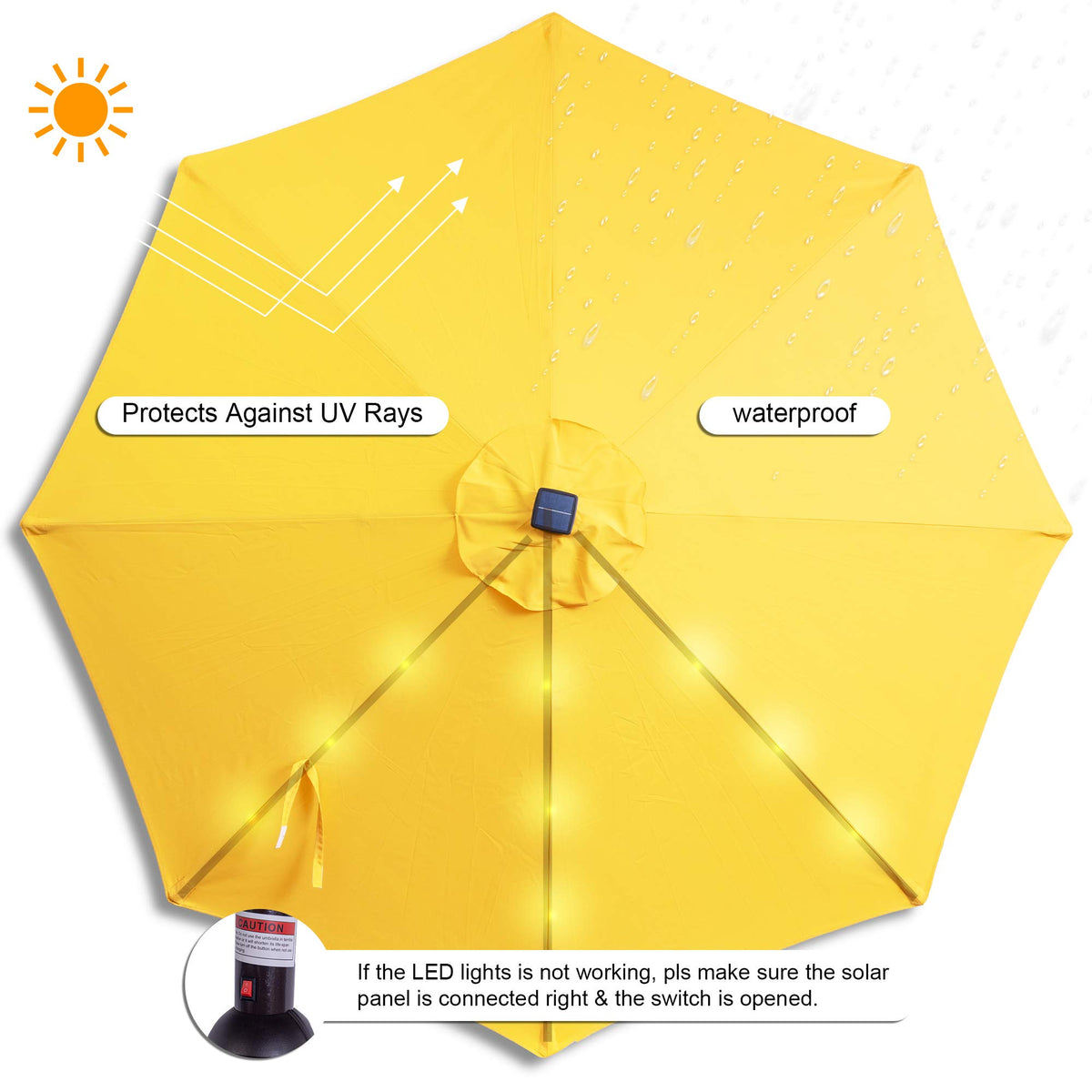 7 ft Solar LED Patio Umbrella