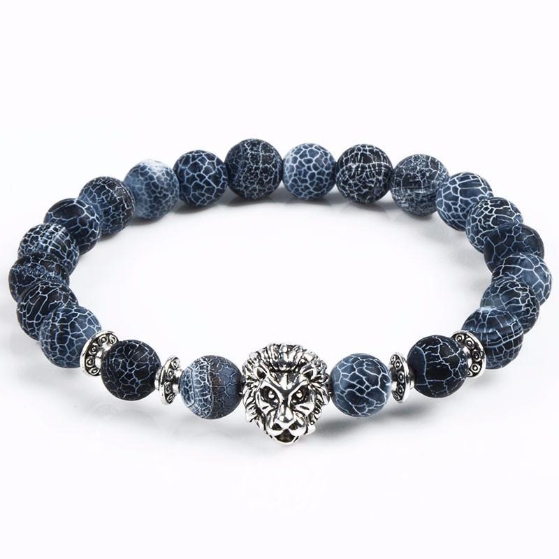 Carved Lion Head Bead Bracelet