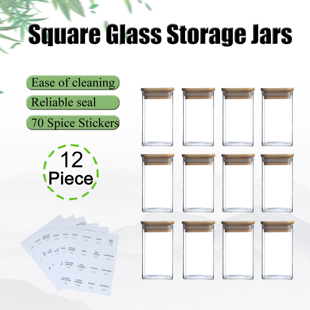 Glass Spice Jar Set (12 pcs)