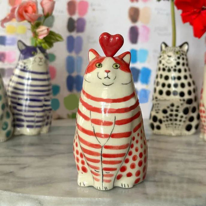 Mini Polka-Dot Cat Vase
