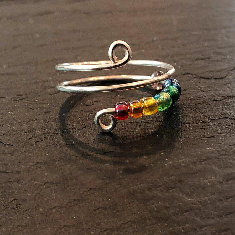 Colorful Bead Spinner Ring