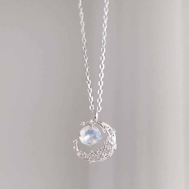 Crescent Moon Rhinestone Necklace