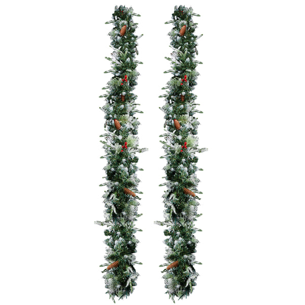 Pre-Lit Snowy Christmas Garland (2-Pack)