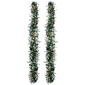 Pre-Lit Snowy Christmas Garland (2-Pack)