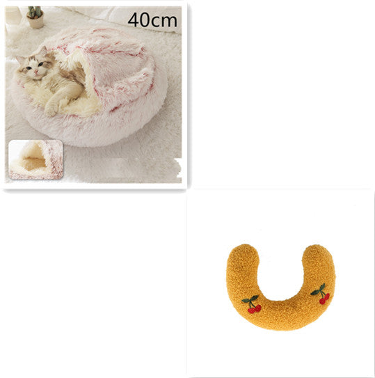 2-in-1 Plush Pet Bed & Cave