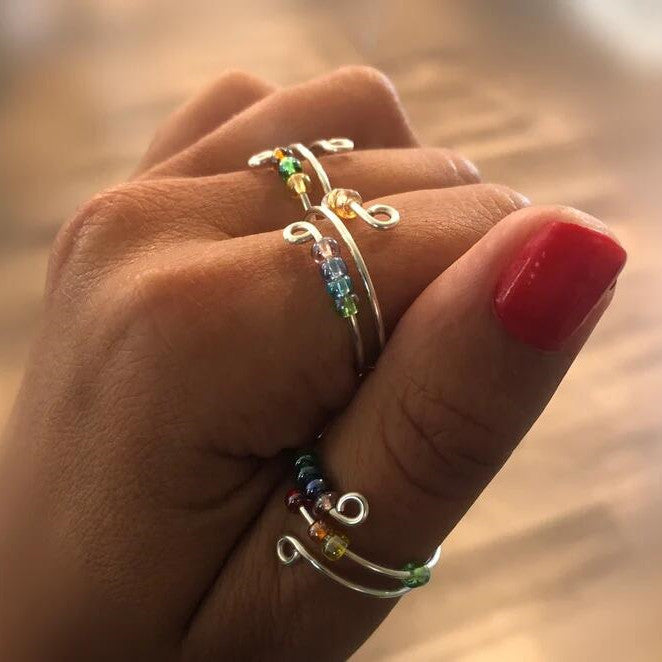 Colorful Bead Spinner Ring