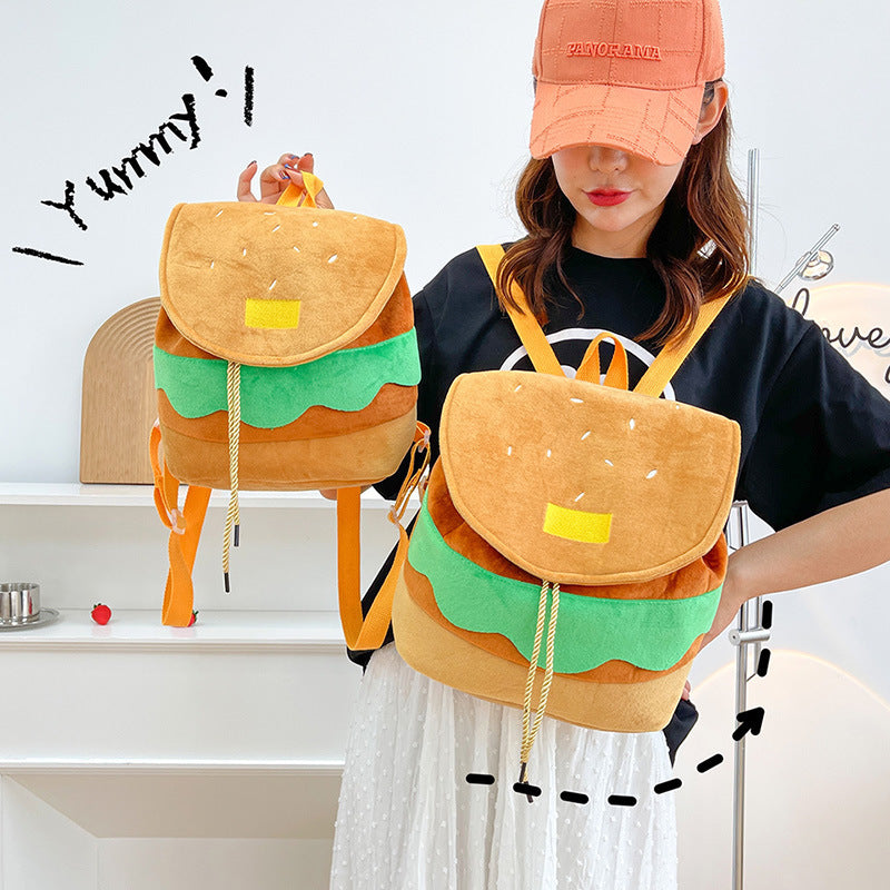 Plush Hamburger Mini Backpack