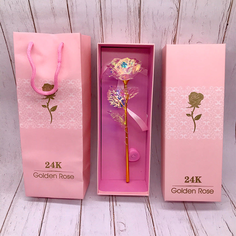 Gold-Foil Rose with Light-Up Stand