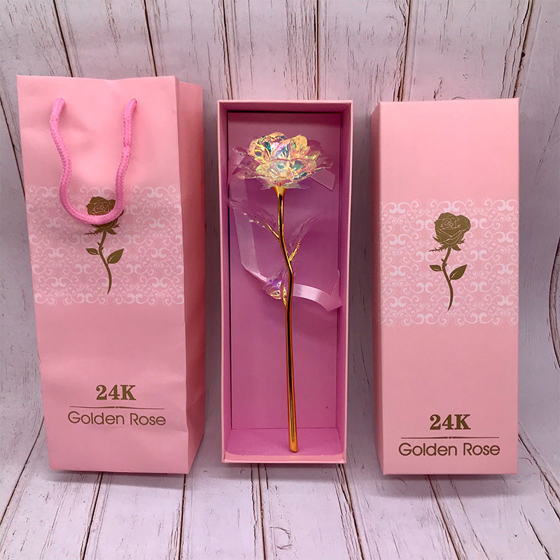 Gold-Foil Rose with Light-Up Stand