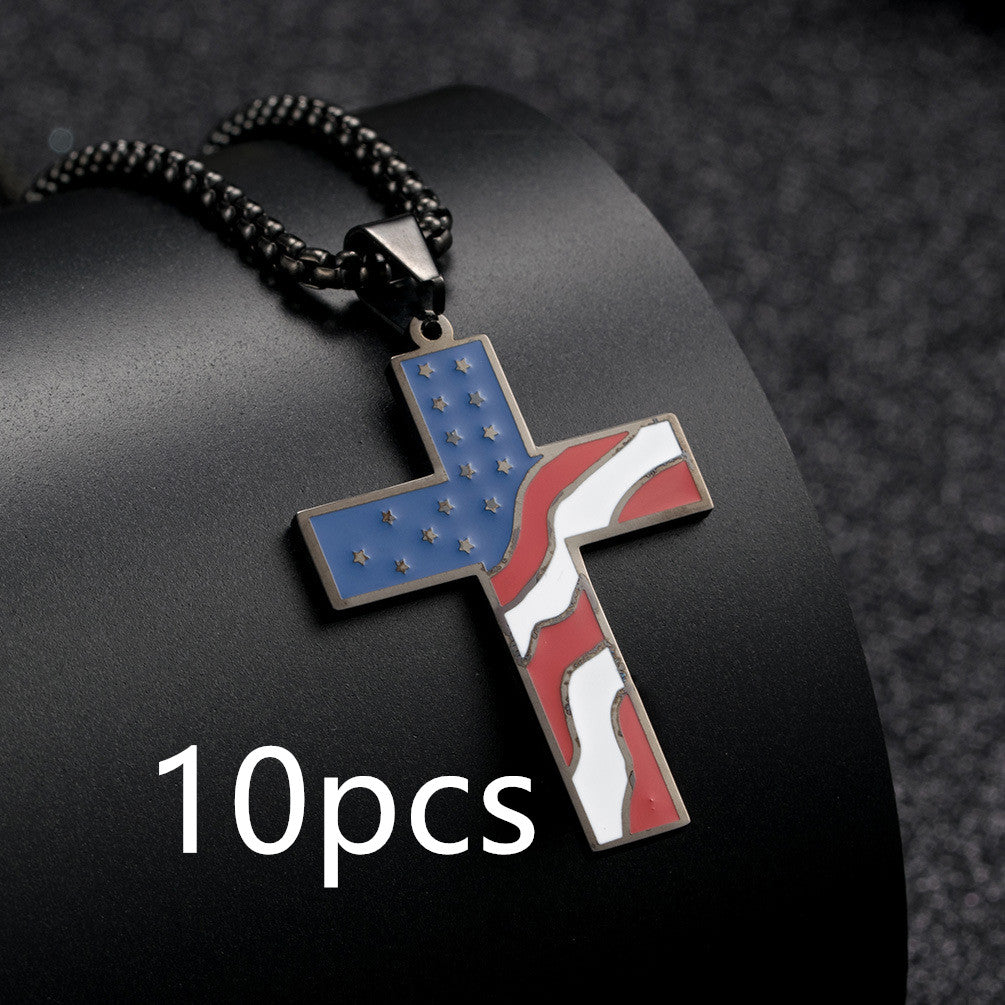 American Flag Cross Necklace