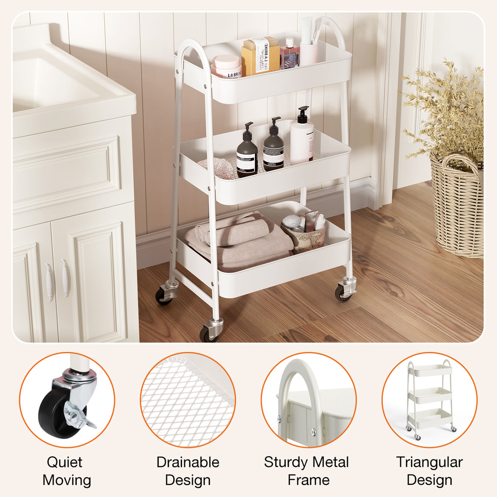 3-Tier Slim Rolling Cart