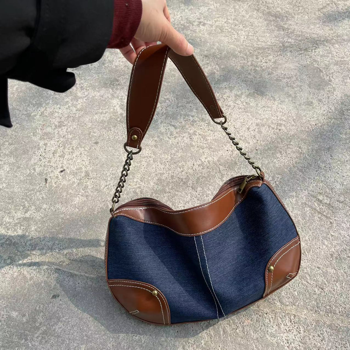 Denim Dumpling Shoulder Bag