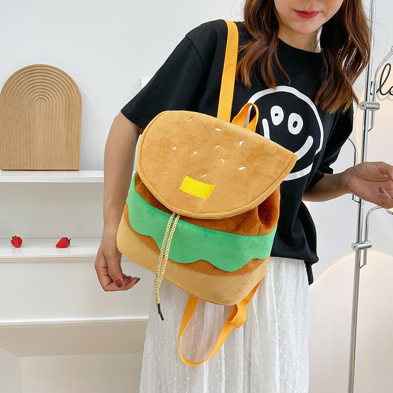 Plush Hamburger Mini Backpack