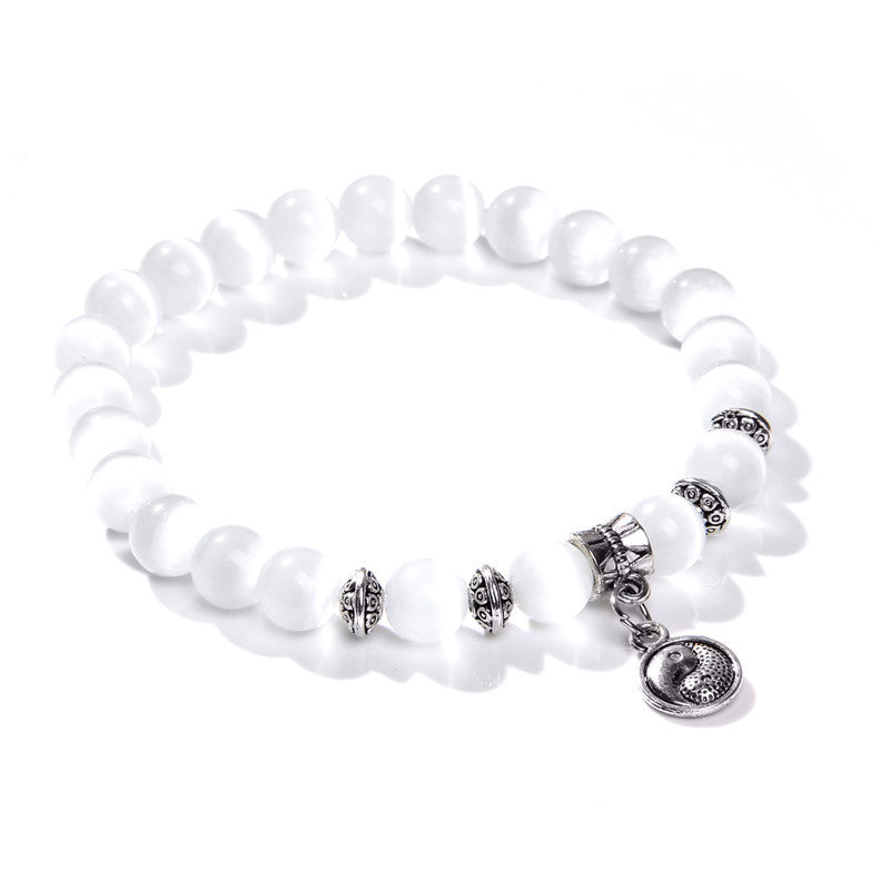 Opalite Bead Charm Bracelet