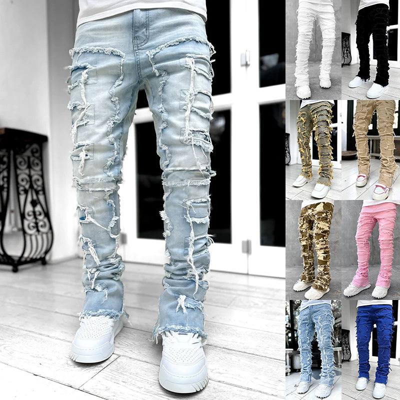 Men's Distressed Stacked Jeans