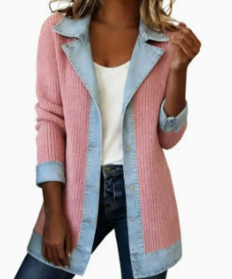 Denim-Trim Patchwork Jacket