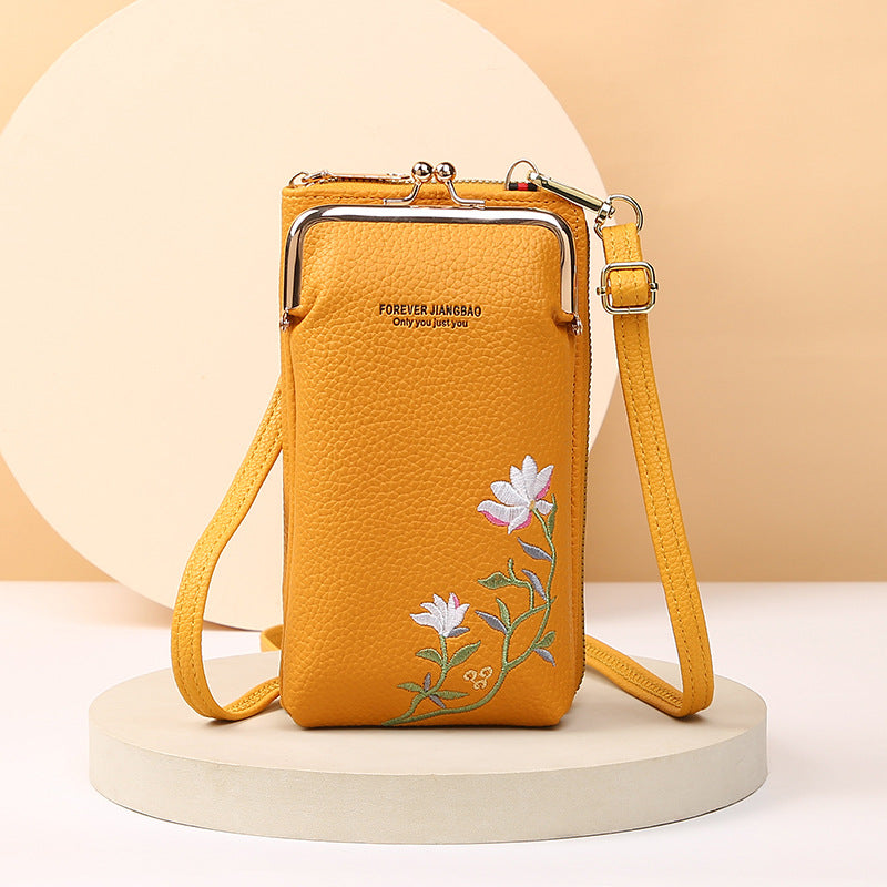 Embroidered Crossbody Phone Wallet