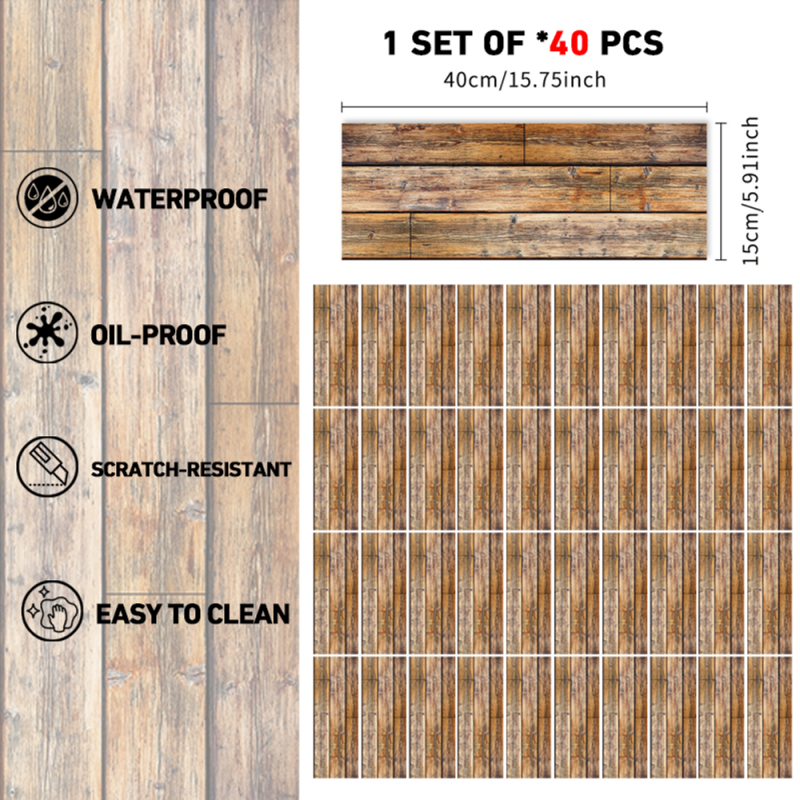 Peel & Stick Wood Floor Tiles