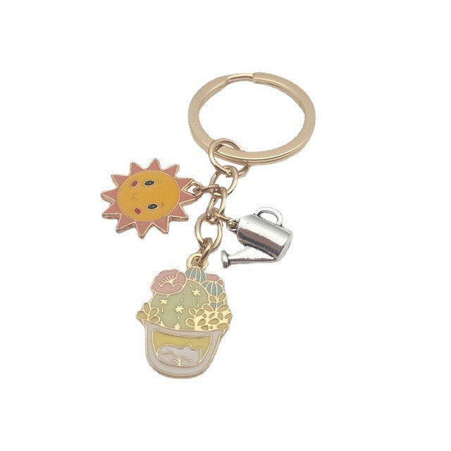 Cactus & Sun Keychain