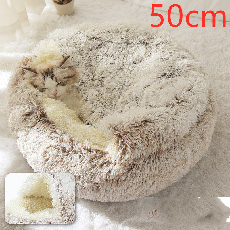 2-in-1 Plush Pet Bed & Cave