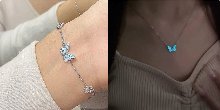 Glow-in-the-Dark Butterfly Necklace & Bracelet