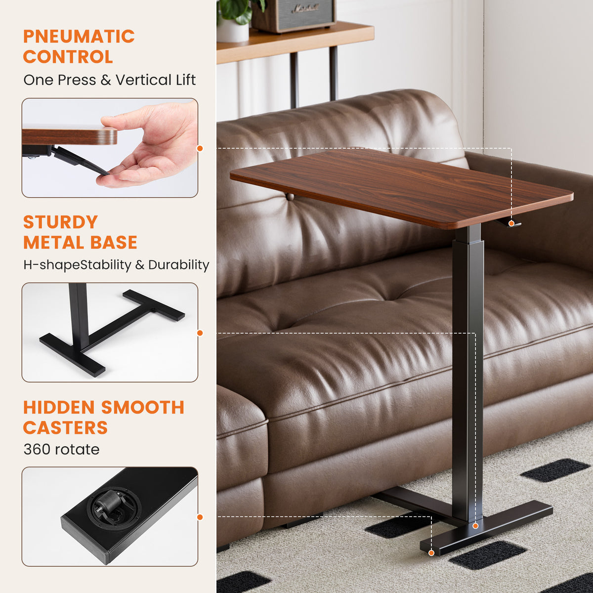 Rolling Height-Adjustable Laptop Table