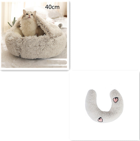 2-in-1 Plush Pet Bed & Cave