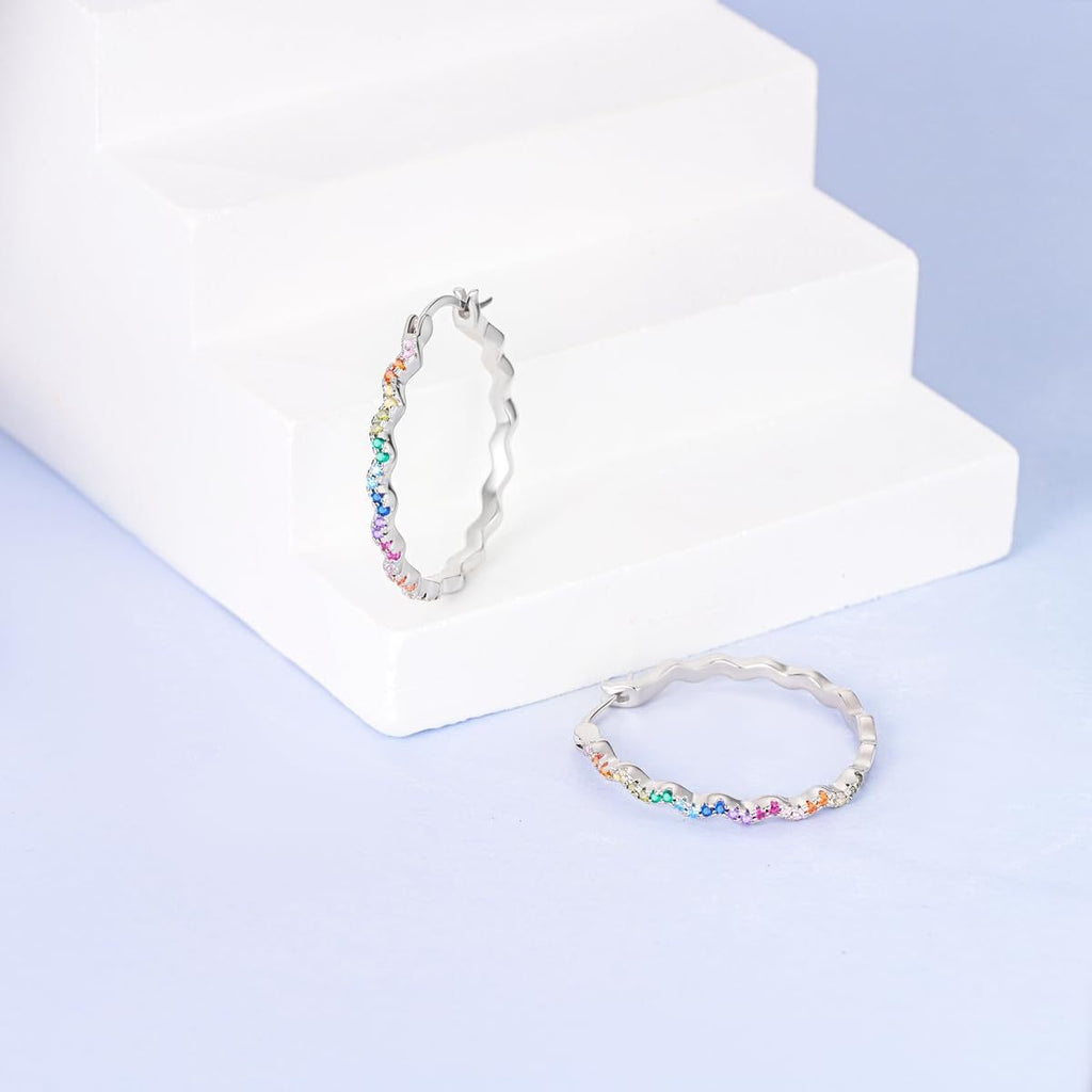 Colorful Rhinestone Wave Earrings