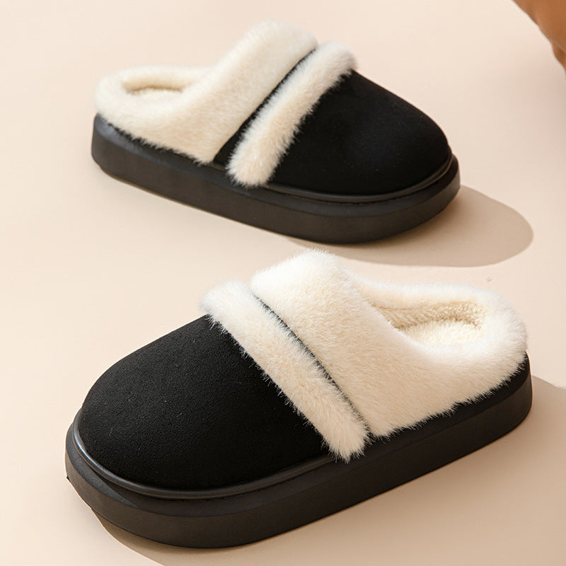 Plush-Lined Suede House Slippers