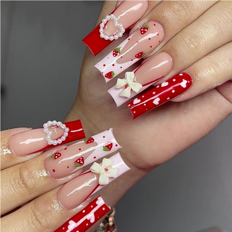 Strawberry & Bow Press-On Nails (24 Pcs)