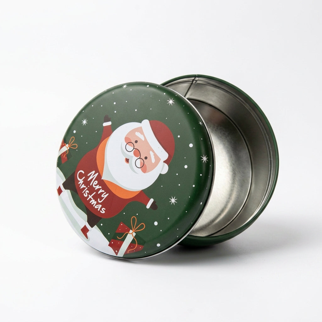 Round Santa Christmas Gift Tin