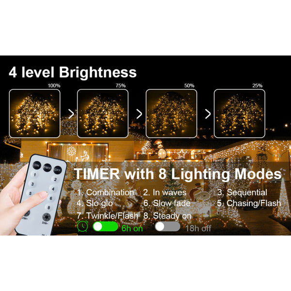 Warm White Icicle Lights (1000 LEDs)