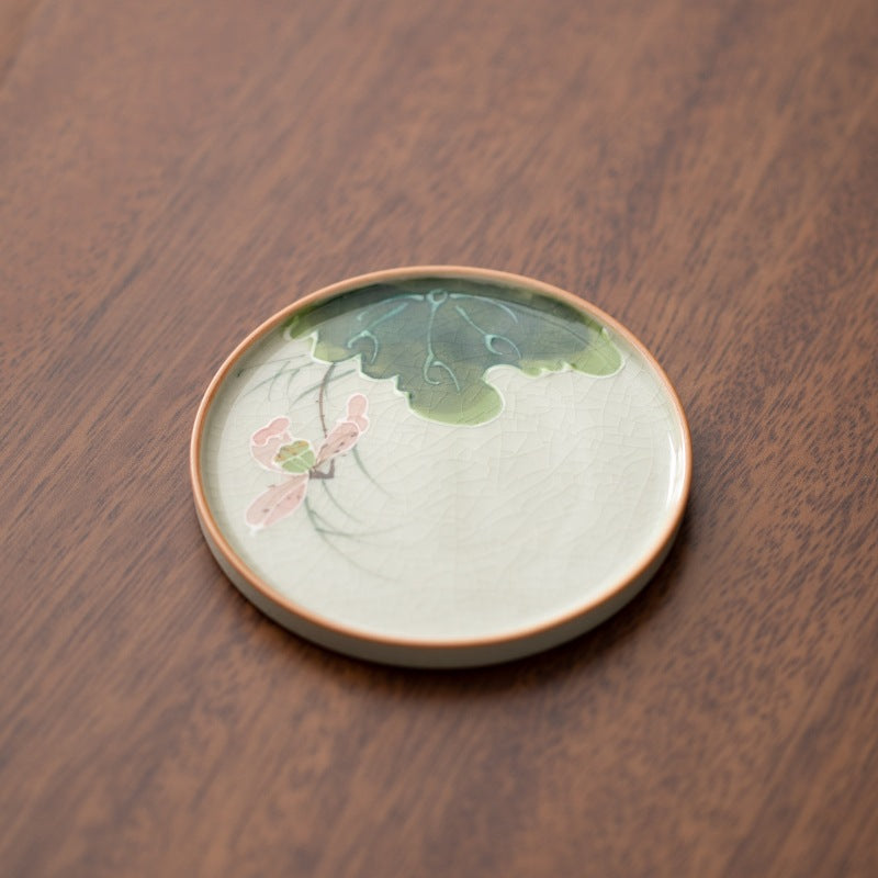Hand-Painted Lotus Ceramic Coaster